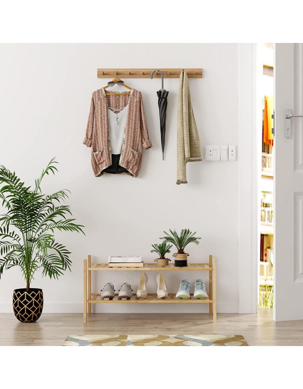 Z&L HOUSE 2-Tier Shoe Rack for Closet, Stackable Shoes Rack Organizer Free Standing Shoe Shelf for Entryway And Closet Hallway, Multifunctional Bamboo Rack in Different Combinations (2-Tier)