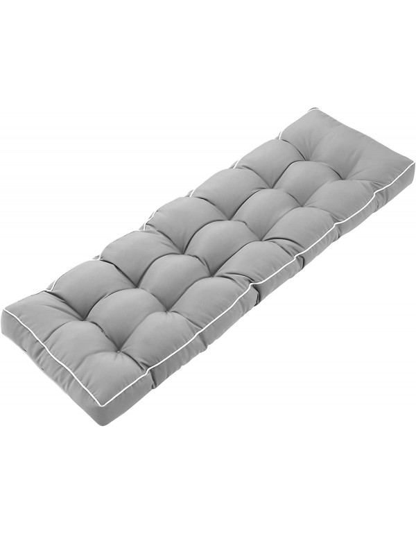  3 Seat 57 Inches Outdoor Porch Swing Cushions,Water-Resistant Tufted Patio Swing Cushions Replacement,Gray
