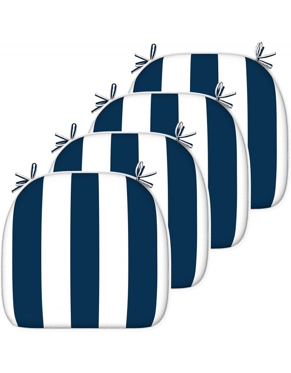 Outdoor Chair Cushions Set of 4, Patio Seat Cushions D16xW17 Inch with Ties for Patio Furniture Chairs Home Garden Use, Cabana Navy