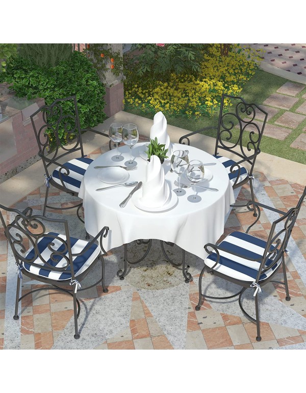 Outdoor Chair Cushions Set of 4, Patio Seat Cushions D16xW17 Inch with Ties for Patio Furniture Chairs Home Garden Use, Cabana Navy