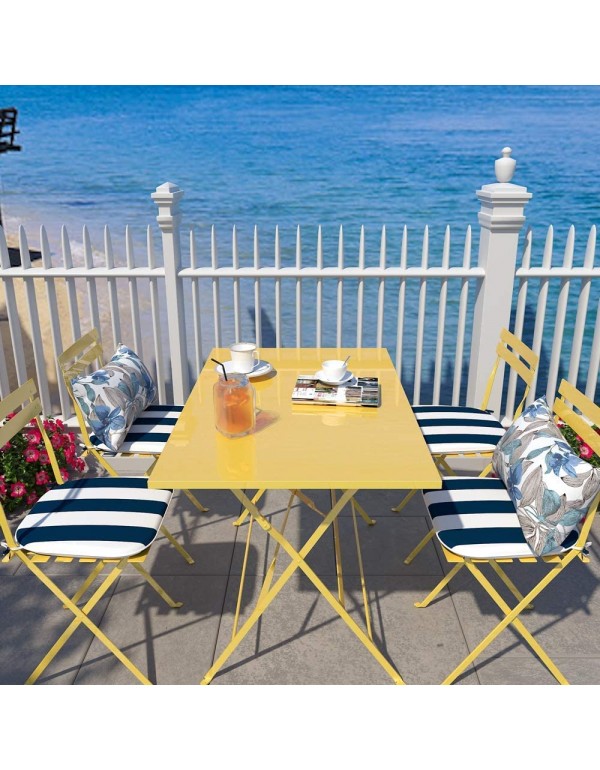 Outdoor Chair Cushions Set of 4, Patio Seat Cushions D16xW17 Inch with Ties for Patio Furniture Chairs Home Garden Use, Cabana Navy