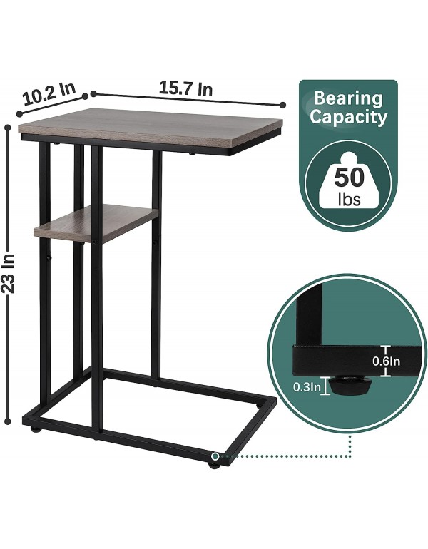 Yoobure C Shaped End Table Set of 2, Side Table for Couch and Bed, Small Side Table for Small Spaces, Living Room, Bedroom, Rustic Snack Table