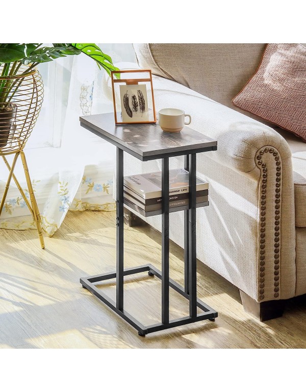 Yoobure C Shaped End Table Set of 2, Side Table for Couch and Bed, Small Side Table for Small Spaces, Living Room, Bedroom, Rustic Snack Table