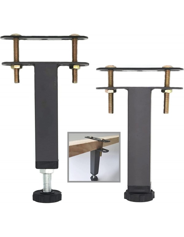 ruiru bro 4Pcs Adjustable Height Center Support Leg for Bed Frame, Steel Bed Frame or Wooden Bed Center Slat Support Leg, Sofa Furniture Cabinet Feet (Grey, Height:5.9 to 8.6 inch)