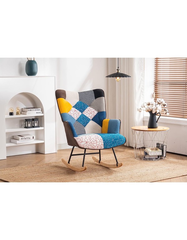 Devion Furniture Shaman Rocking Chair, Wood, Multi Color 26D x 31W x 37H in