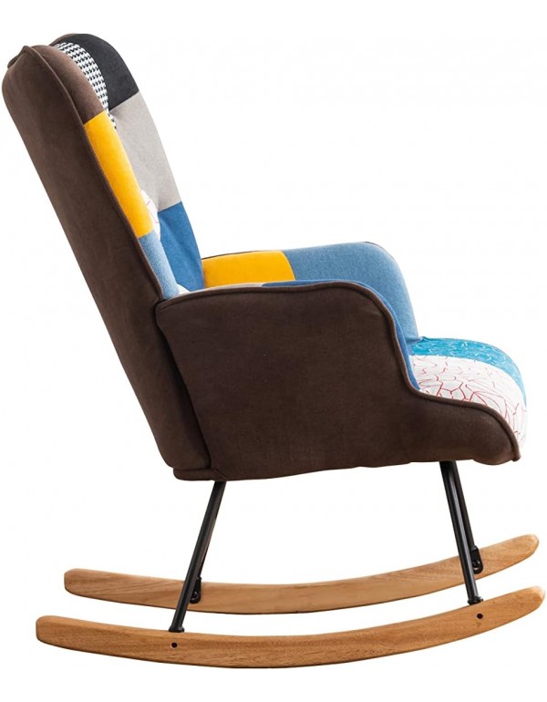 Devion Furniture Shaman Rocking Chair, Wood, Multi Color 26D x 31W x 37H in